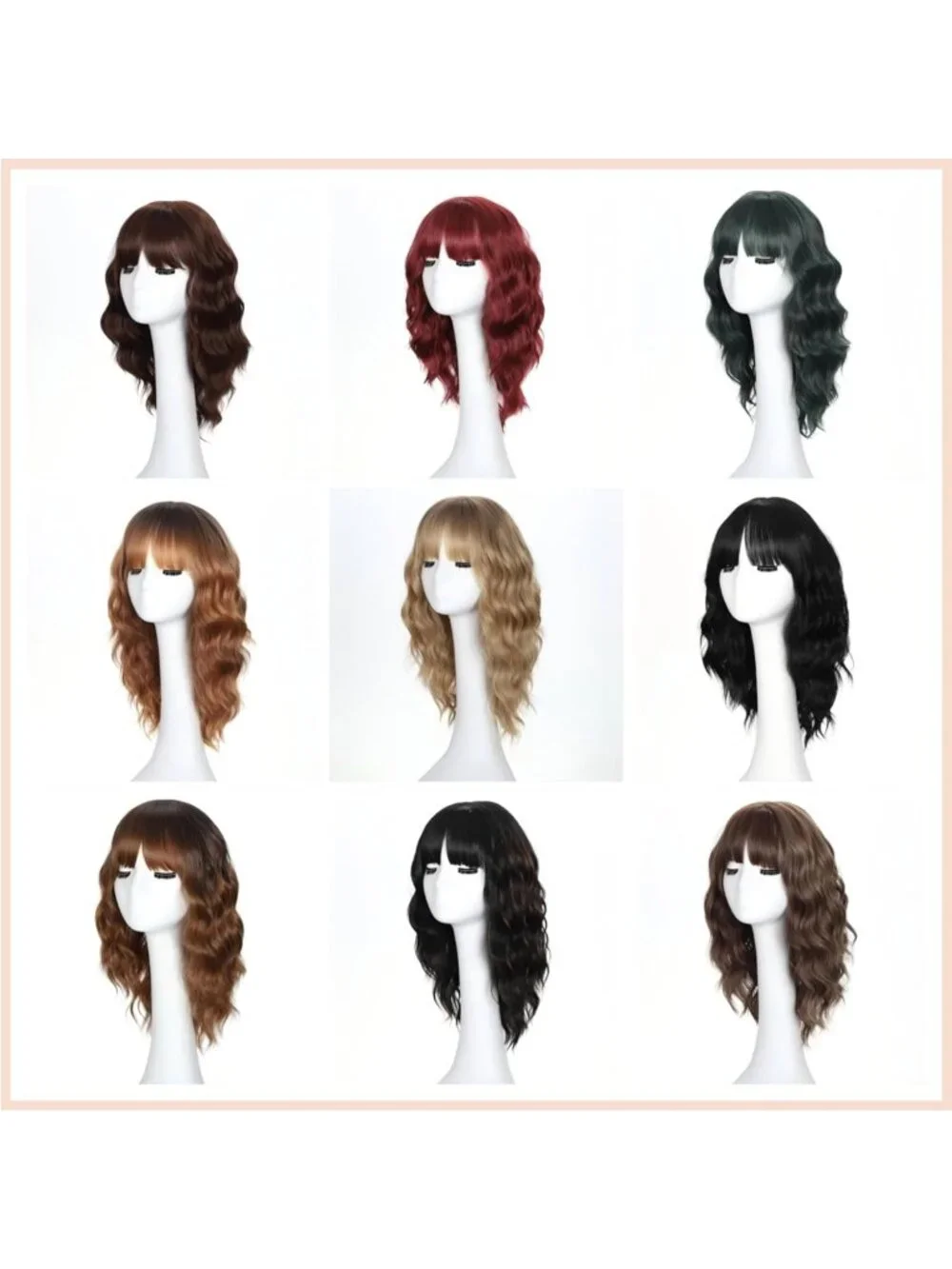 Women's Ombre Blonde 16 Inch Wavy Wig With Bangs Shoulder Length Synthetic Hair